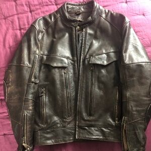 XElement Leather Cafe Racer Motorcycle Jacket Brown Men’s L